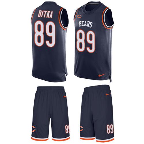 Nike Bears #89 Mike Ditka Navy Blue Team Color Men's Stitched NFL Limited Tank Top Suit Jersey - Click Image to Close